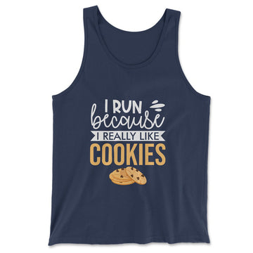 I Run Because I Really Like Cookies Men/Unisex Tank in Navy color